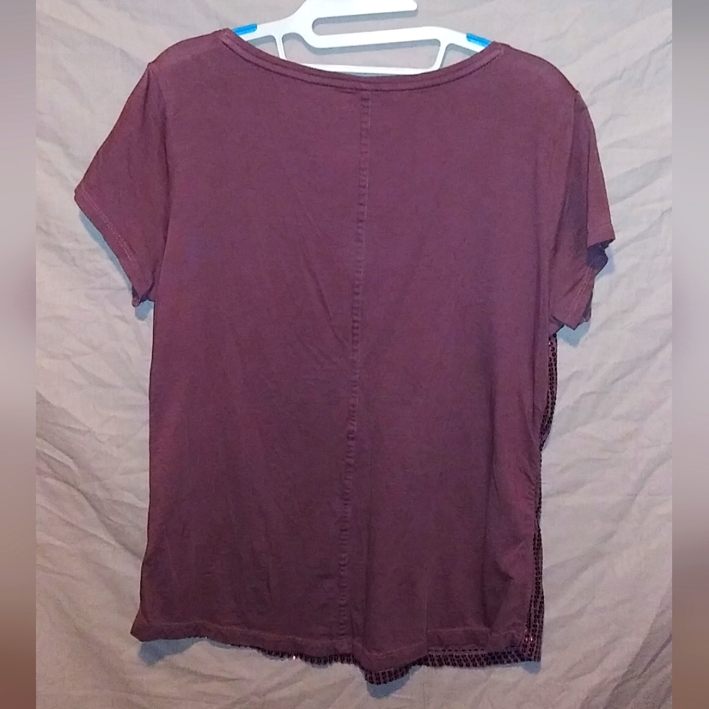 Plum Colored LOFT Top with Sequins ~ Size Large - Picture 10 of 11